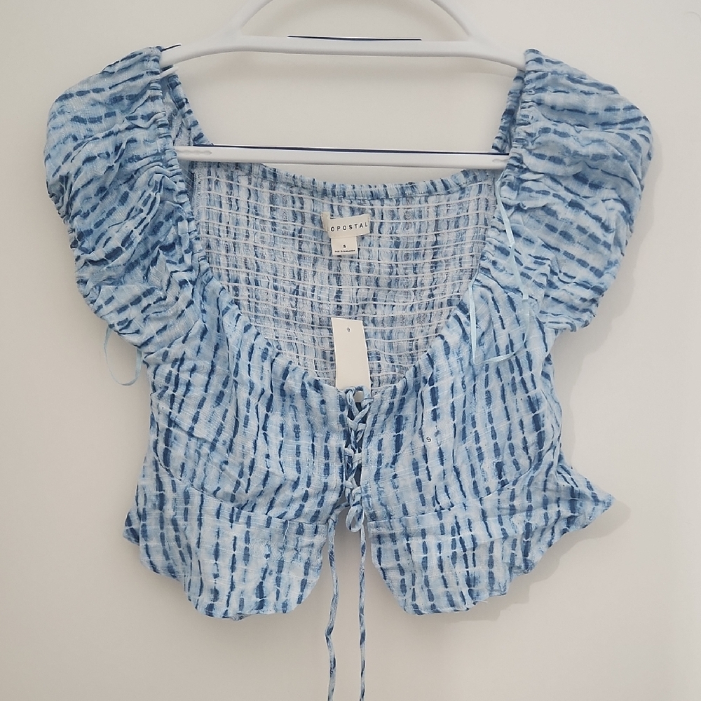 Aeropostale Light Blue Smocked Blouse